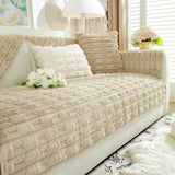 Bamboo-Style Sofa Towel, Faux Rabbit Fur Thickened Non-slip Seat Cushion Covers - Ornate Home