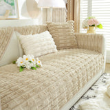 Bamboo-Style Sofa Towel, Faux Rabbit Fur Thickened Non-slip Seat Cushion Covers - Ornate Home