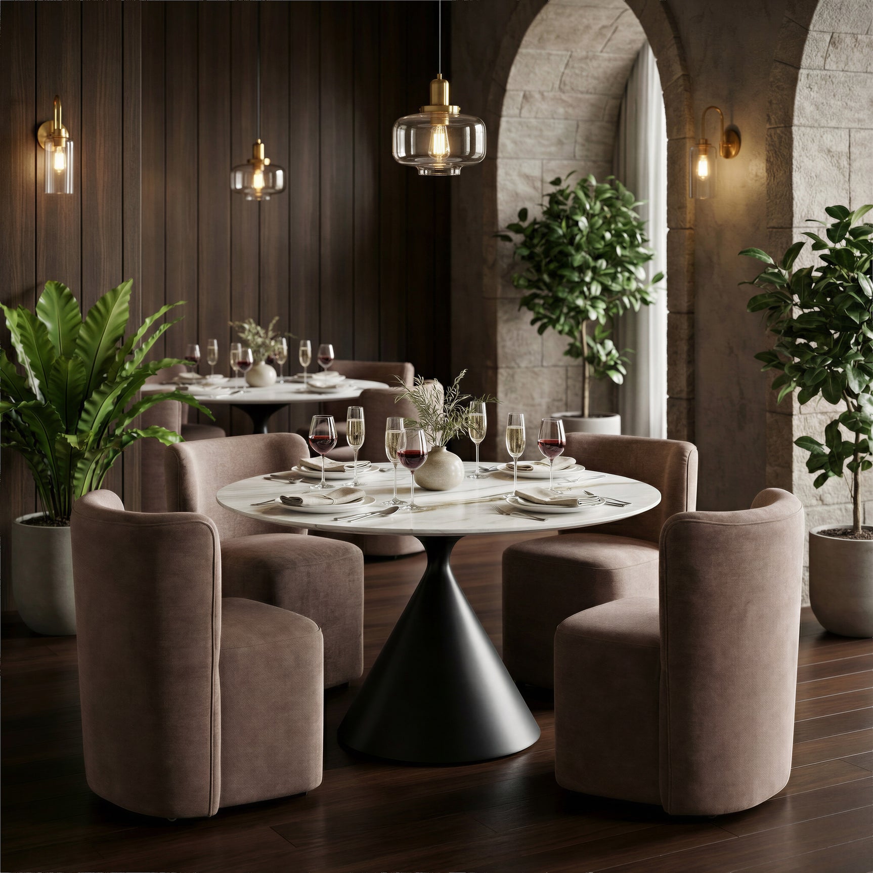 Bambun Taupe Dining Chair with Wheels