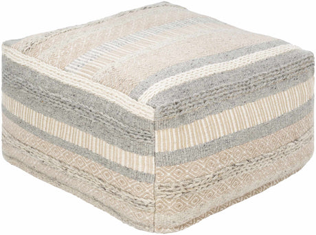 Bancroft Ivory Handwoven Textured Pouf - Ornate Home