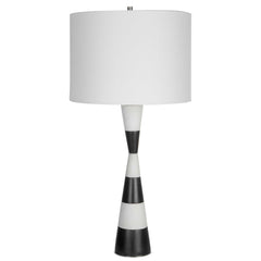 Bandeau Black/White Banded Stone Table Lamp - Ornate Home