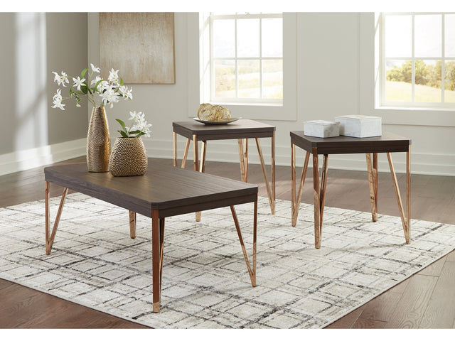 Bandyn Brown/Champagne Occasional Table Set (Set of 3) - Ornate Home