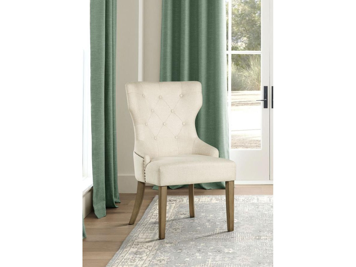 Baney Beige and Rustic Honey Tufted Uph. Side Chair - Ornate Home
