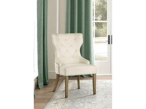 Baney Beige and Rustic Honey Tufted Uph. Side Chair - Ornate Home