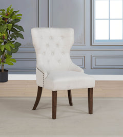 Baney Cream/Dark Oak Fabric Upholstered Dining Side Chair - Ornate Home