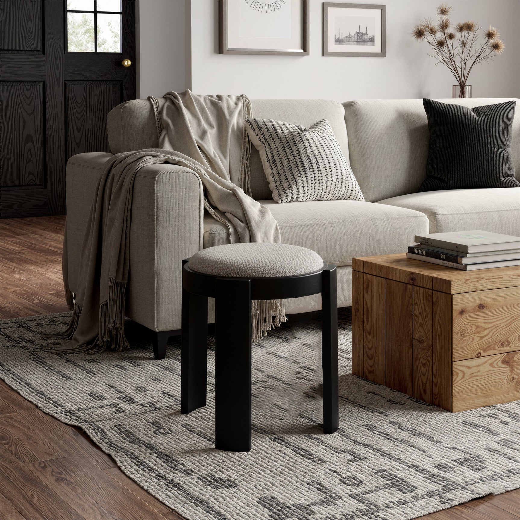 Banjul Misty Gray Ottoman - Ornate Home