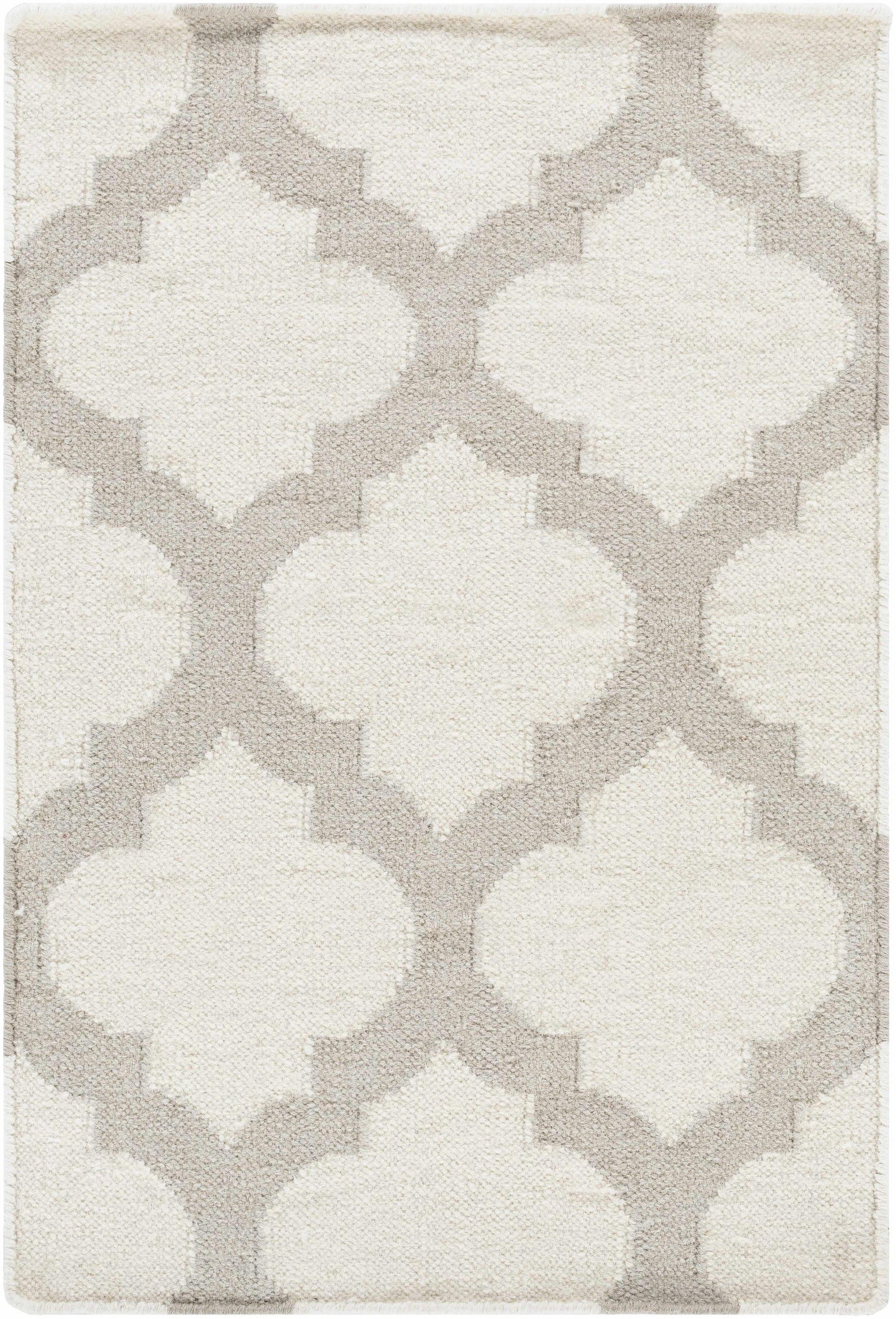 Banks Ivory/Gray Trellis Wool Rug - Clearance - Ornate Home