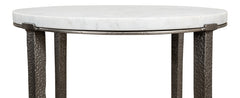 Banswara White/Antique Nickel Round Side Table - Ornate Home