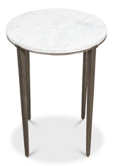 Banswara White/Antique Nickel Round Side Table - Ornate Home