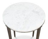 Banswara White/Antique Nickel Round Side Table - Ornate Home