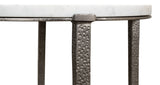 Banswara White/Antique Nickel Round Side Table - Ornate Home