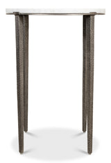 Banswara White/Antique Nickel Round Side Table - Ornate Home