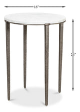 Banswara White/Antique Nickel Round Side Table - Ornate Home