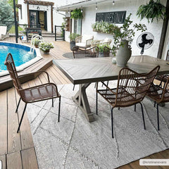Baqer Bone & Tan Textured Performance Outdoor Rug - Clearance - Ornate Home