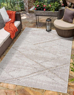Baqer Bone & Tan Textured Performance Outdoor Rug - Clearance - Ornate Home