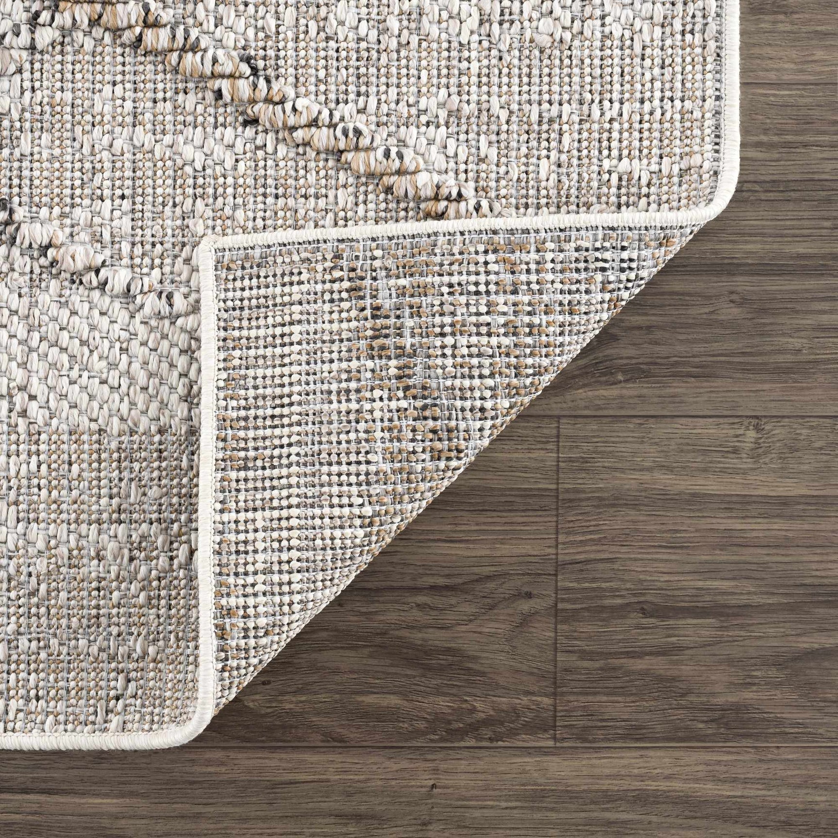 Baqer Bone & Tan Textured Performance Outdoor Rug - Clearance - Ornate Home
