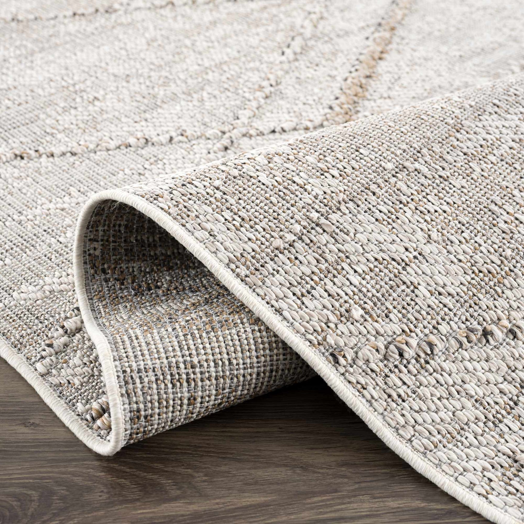 Baqer Bone & Tan Textured Performance Outdoor Rug - Clearance - Ornate Home