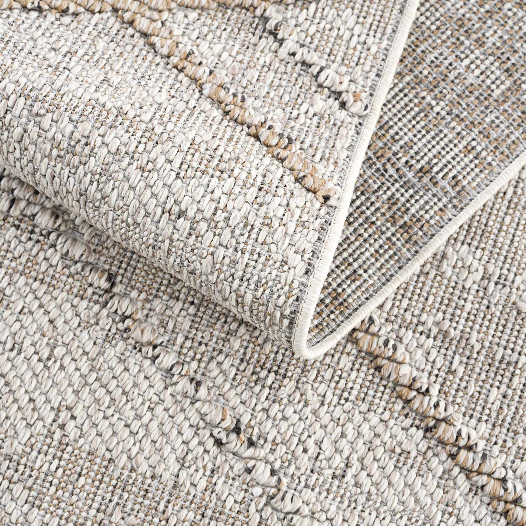 Baqer Bone & Tan Textured Performance Outdoor Rug - Clearance - Ornate Home