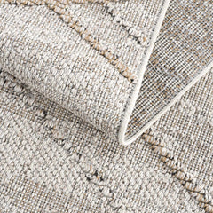 Baqer Bone & Tan Textured Performance Outdoor Rug - Clearance - Ornate Home