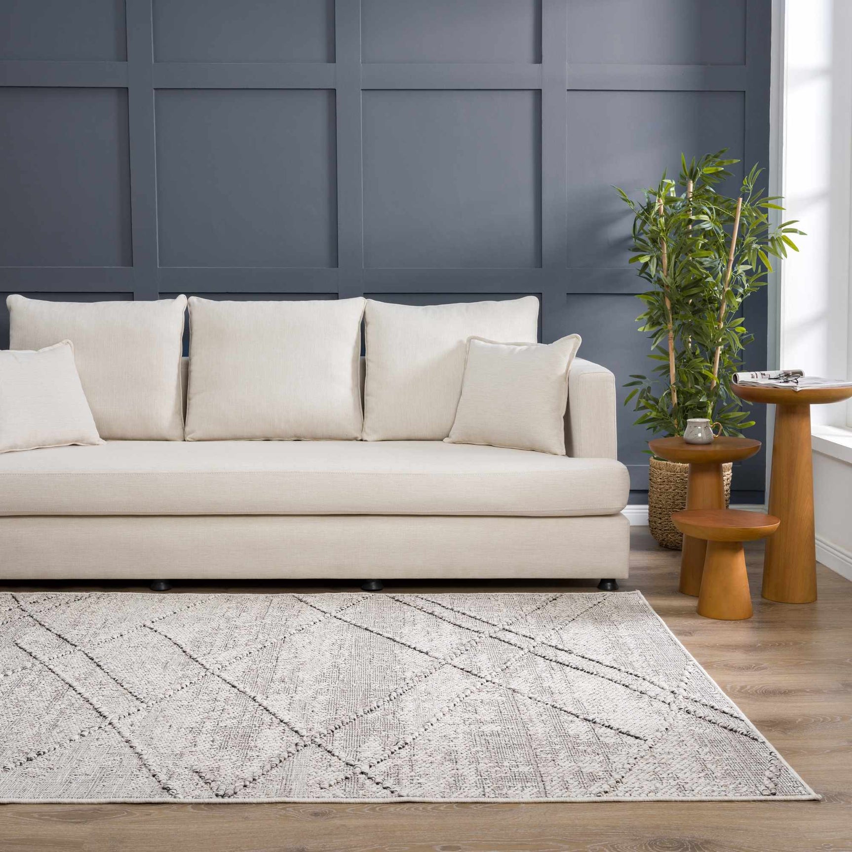 Baqer Bone & Taupe Textured Performance Outdoor Rug - Clearance - Ornate Home