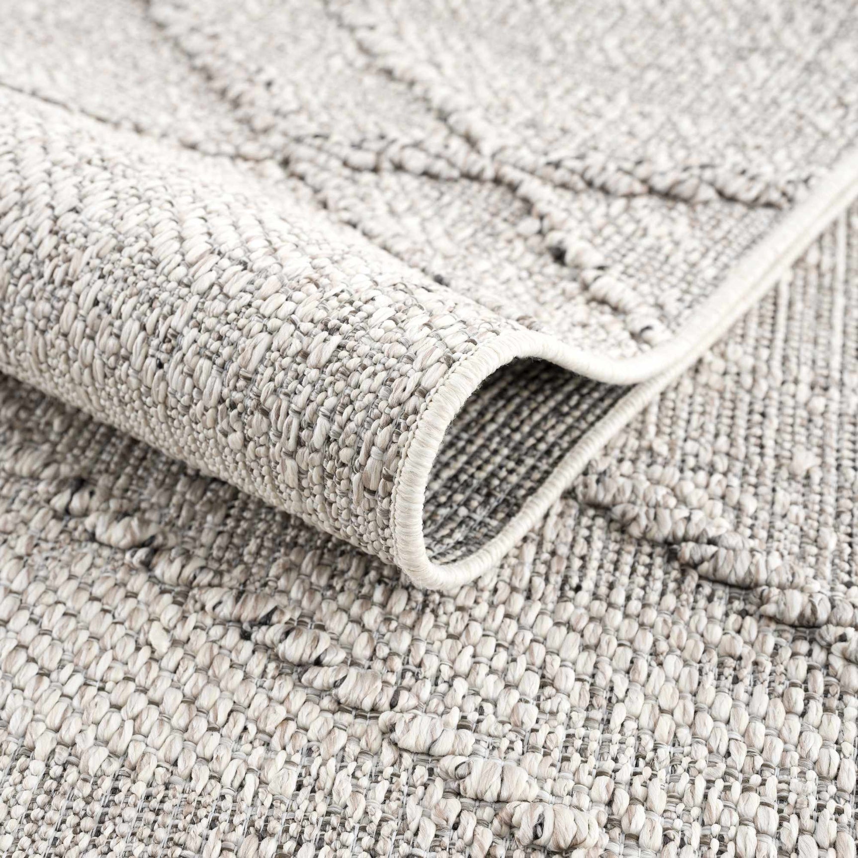 Baqer Bone & Taupe Textured Performance Outdoor Rug - Clearance - Ornate Home