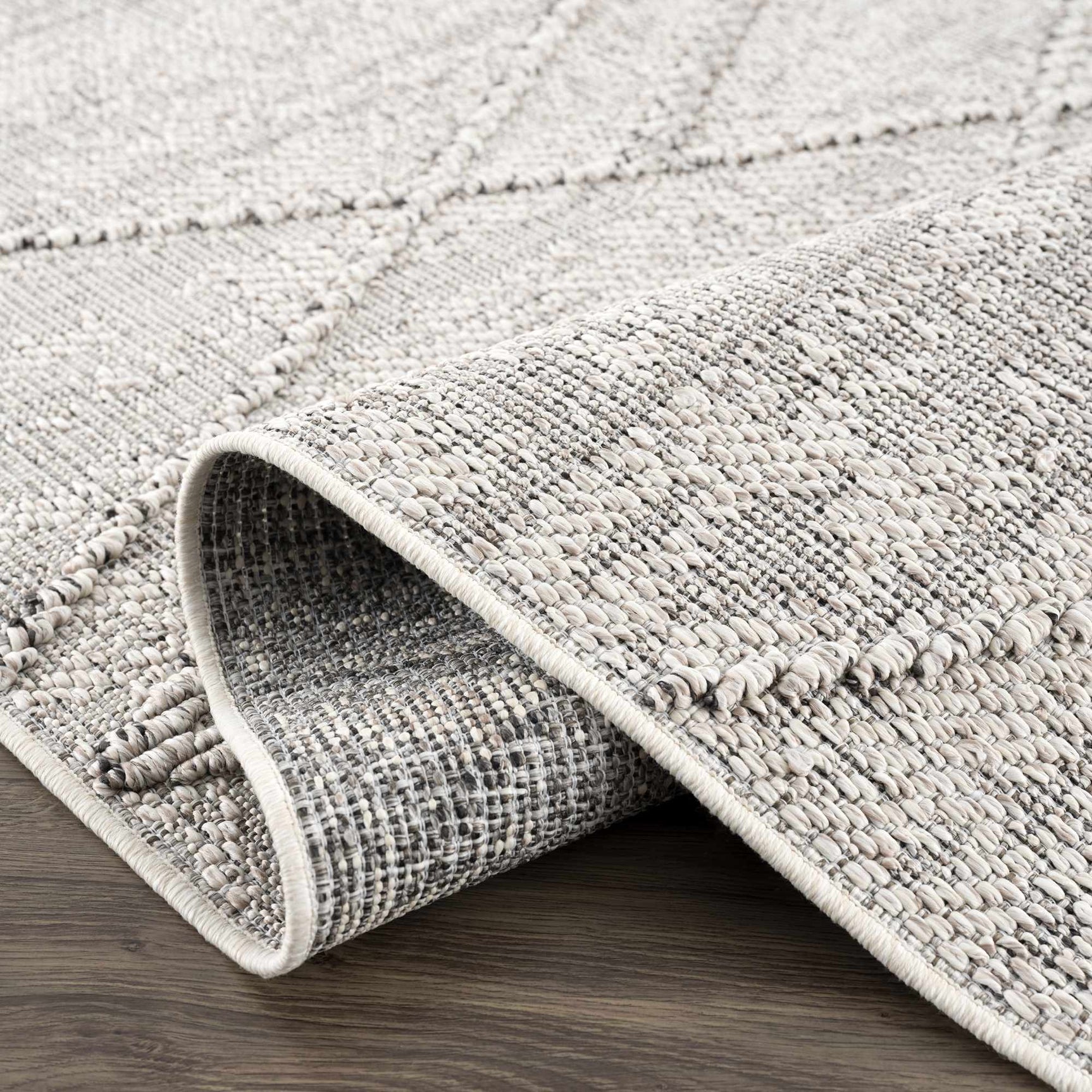 Baqer Bone & Taupe Textured Performance Outdoor Rug - Clearance - Ornate Home