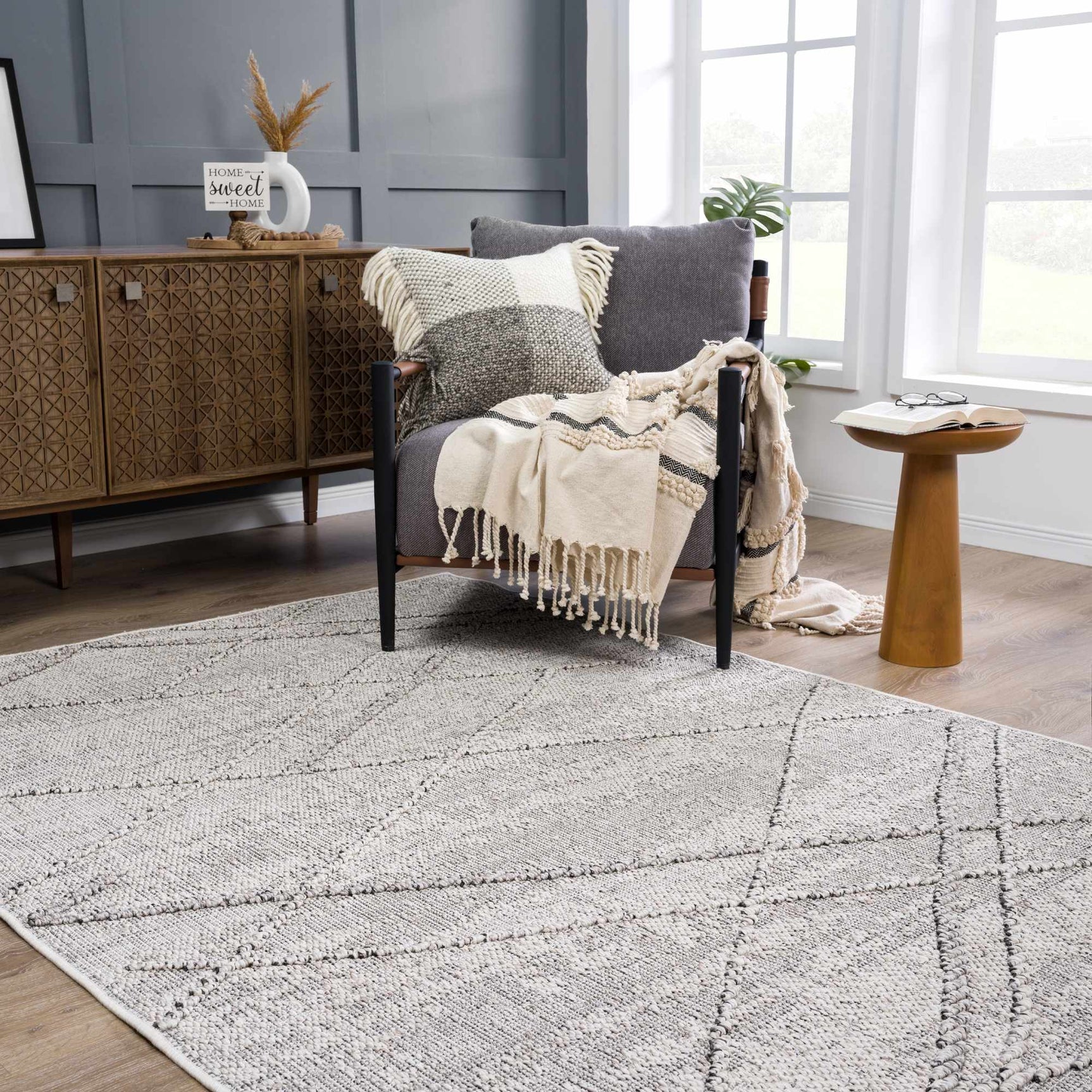 Baqer Bone & Taupe Textured Performance Outdoor Rug - Clearance - Ornate Home