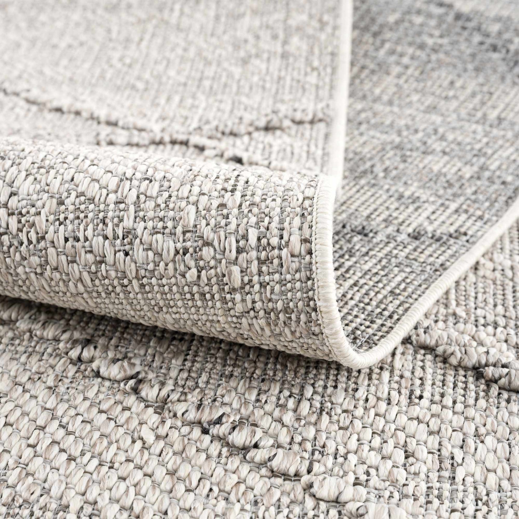 Baqer Bone & Taupe Textured Performance Outdoor Rug - Clearance - Ornate Home