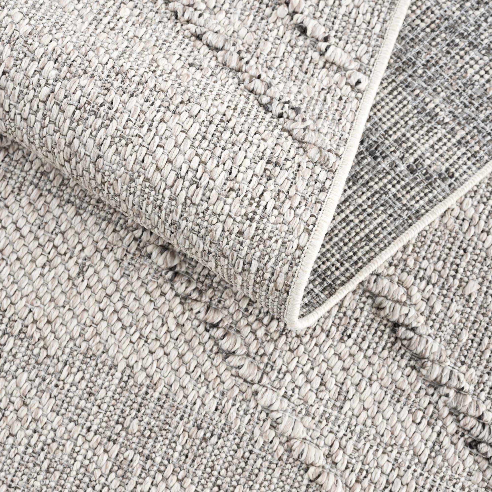 Baqer Bone & Taupe Textured Performance Outdoor Rug - Clearance - Ornate Home
