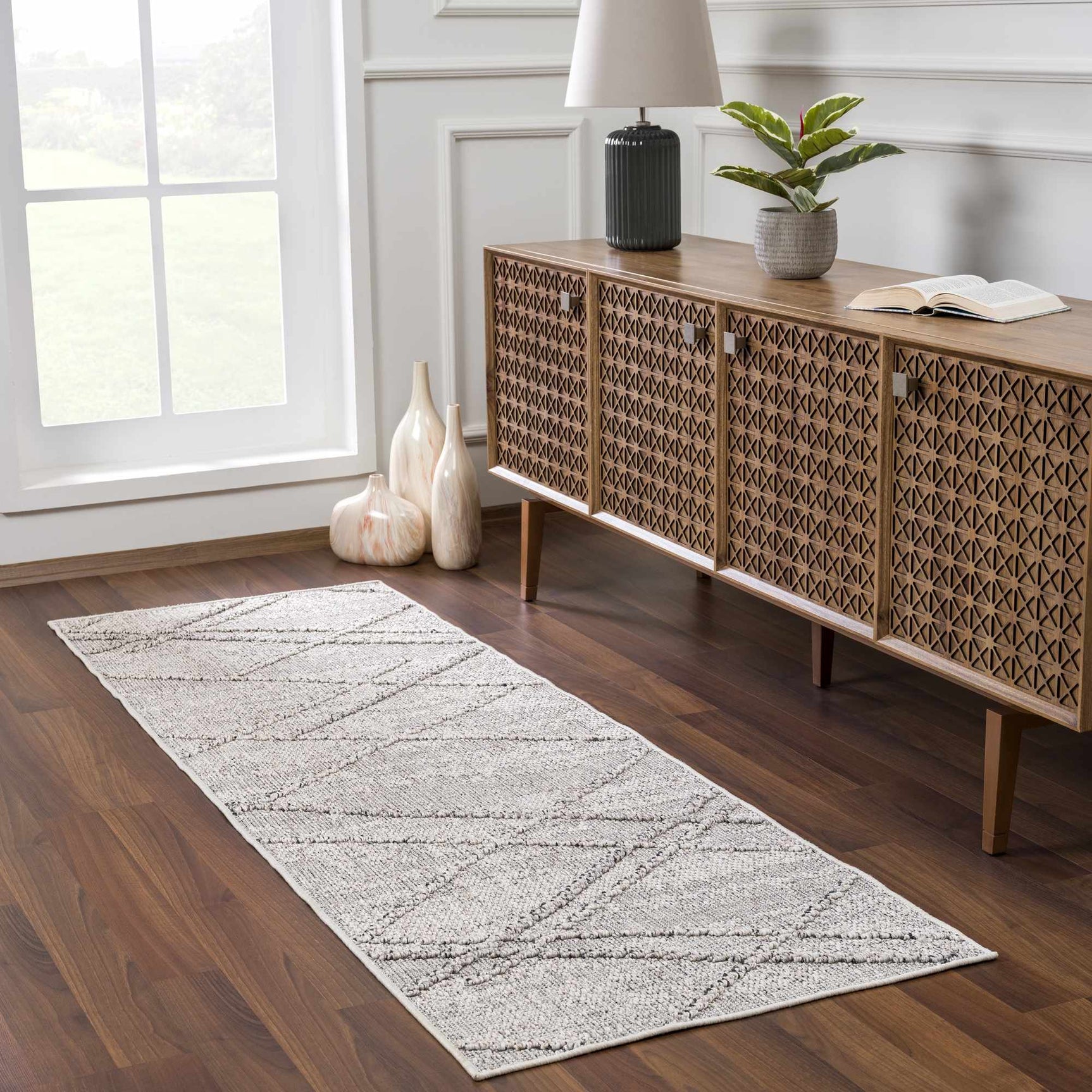Baqer Bone & Taupe Textured Performance Rug - Clearance - Ornate Home