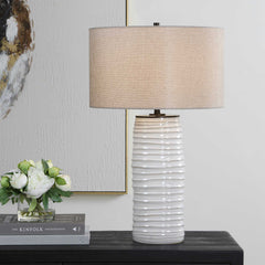 Barat White Ceramic Table Lamp - Ornate Home