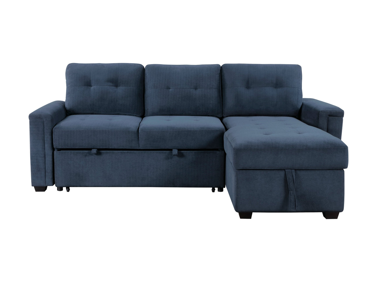 Barbara Blue Reversible Sectional with Pull-Out Bed - Ornate Home