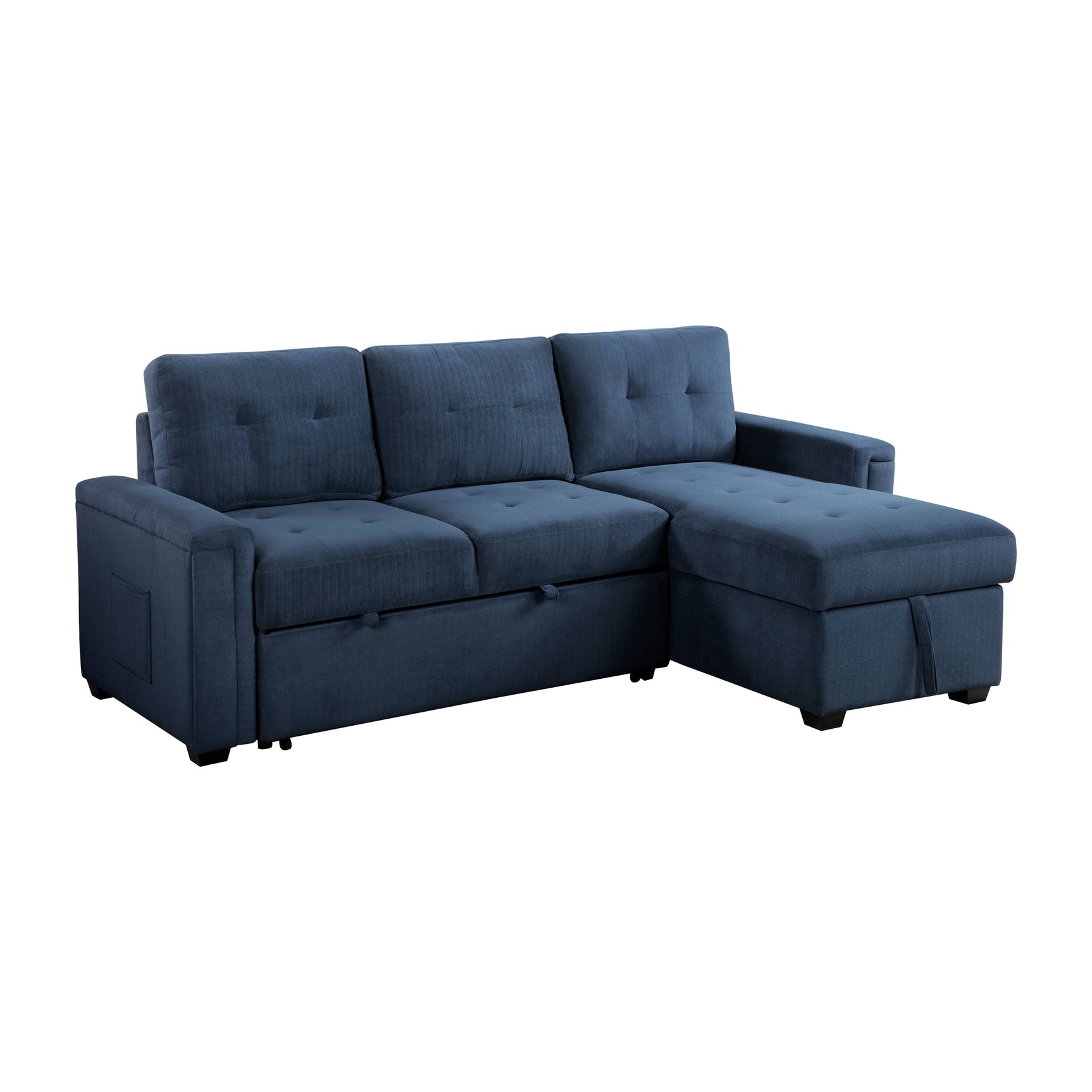 Barbara Blue Reversible Sectional with Pull-Out Bed - Ornate Home