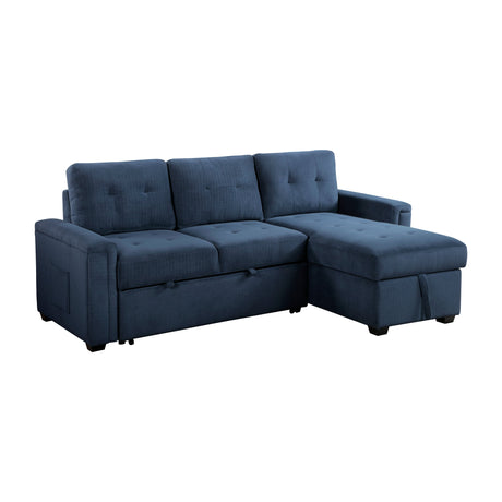 Barbara Blue Reversible Sectional with Pull-Out Bed - Ornate Home