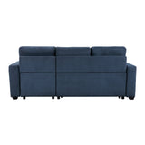 Barbara Blue Reversible Sectional with Pull-Out Bed - Ornate Home