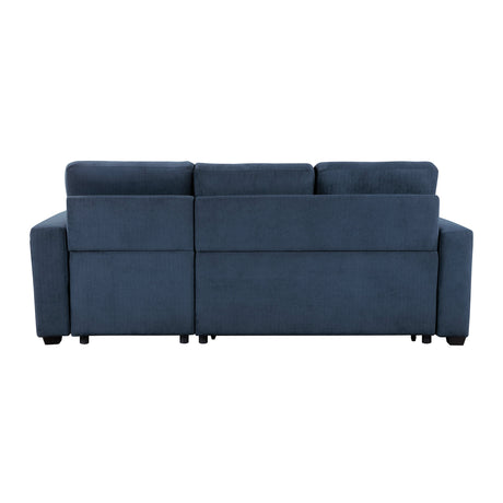 Barbara Blue Reversible Sectional with Pull-Out Bed - Ornate Home