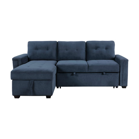 Barbara Blue Reversible Sectional with Pull-Out Bed - Ornate Home