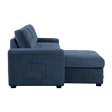 Barbara Blue Reversible Sectional with Pull-Out Bed - Ornate Home