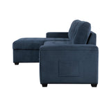 Barbara Blue Reversible Sectional with Pull-Out Bed - Ornate Home