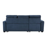 Barbara Blue Reversible Sectional with Pull-Out Bed - Ornate Home