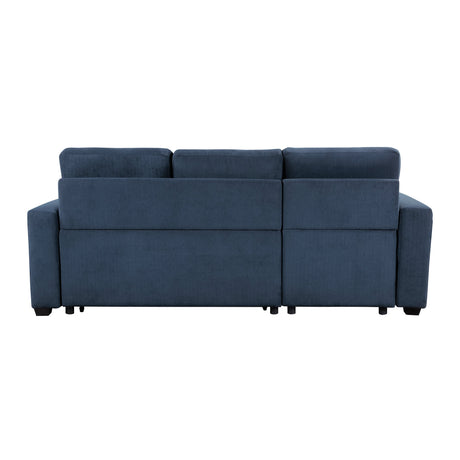 Barbara Blue Reversible Sectional with Pull-Out Bed - Ornate Home