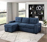 Barbara Blue Reversible Sectional with Pull-Out Bed - Ornate Home