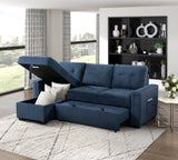 Barbara Blue Reversible Sectional with Pull-Out Bed - Ornate Home
