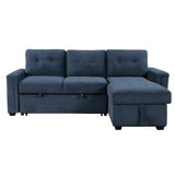 Barbara Blue Reversible Sectional with Pull-Out Bed - Ornate Home
