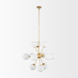 Barbara Brushed Gold Metal with Frosted Glass Globes 11-Light Chandelier - Ornate Home