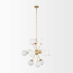 Barbara Brushed Gold Metal with Frosted Glass Globes 11-Light Chandelier