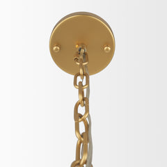 Barbara Brushed Gold Metal with Frosted Glass Globes 11-Light Chandelier