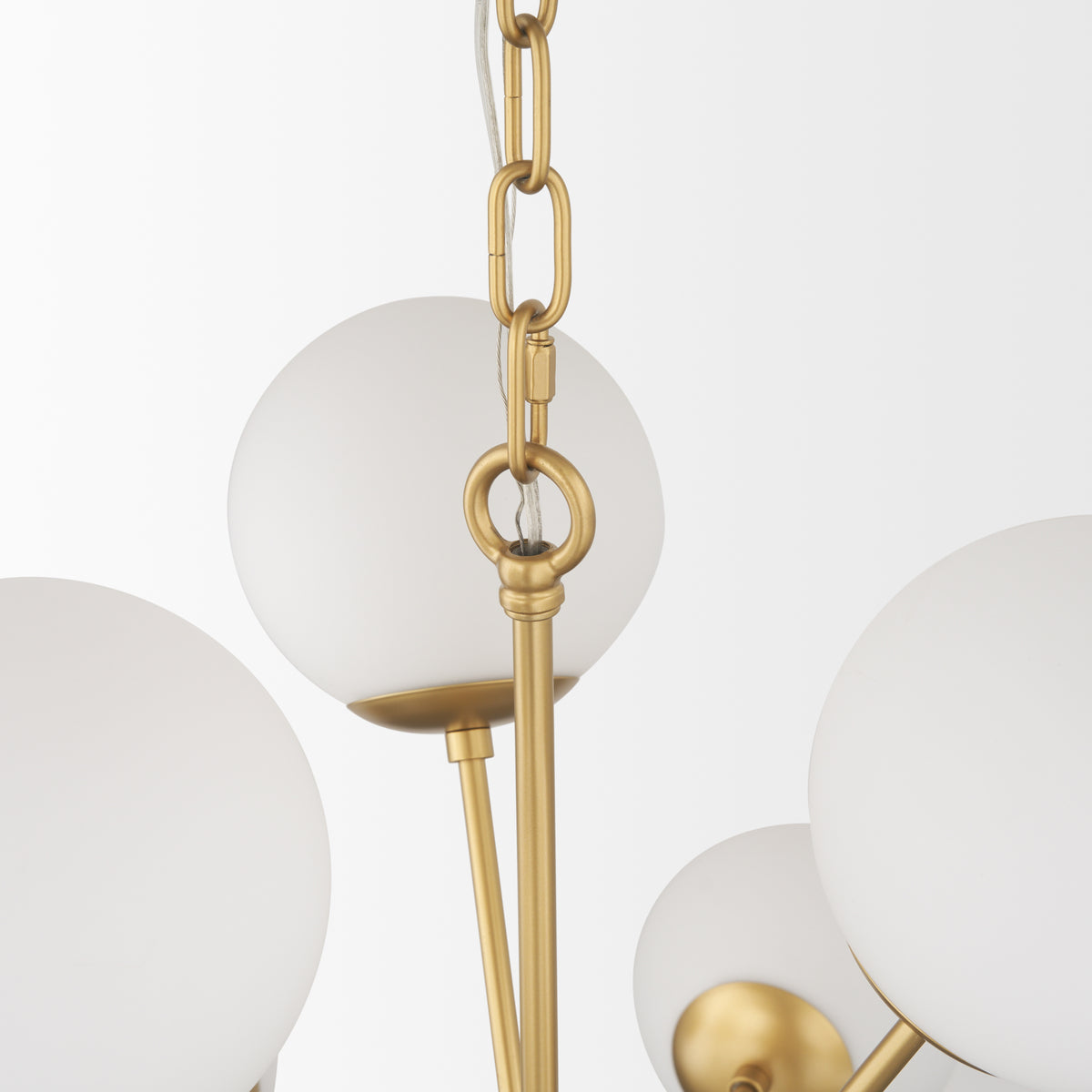 Barbara Brushed Gold Metal with Frosted Glass Globes 11-Light Chandelier - Ornate Home