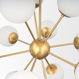 Barbara Brushed Gold Metal with Frosted Glass Globes 11-Light Chandelier - Ornate Home