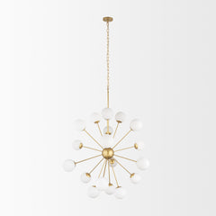 Barbara Brushed Gold Metal with Frosted Glass Globes 18-Light Chandelier - Ornate Home